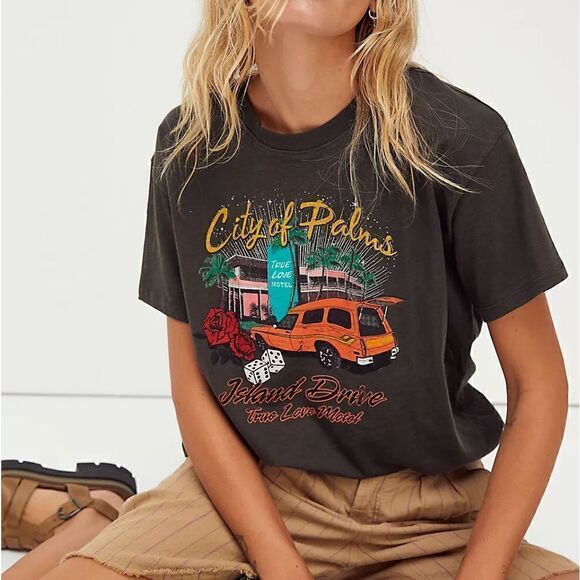 Spell & The Gypsy Collective City of Palms Oversized Biker Tee Size Extra Small - Picture 1 of 11